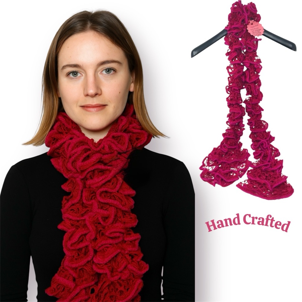Hand Crafted Ruffle Scarf (Fuchsia)